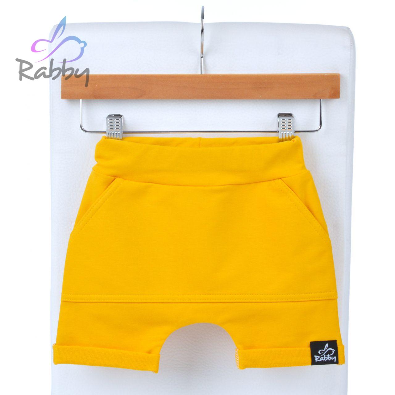 Baggy kraťasy hořčicové s kapsou vel. 104/110
