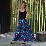 Dámská sukně dlouhá fuchsiové květy vel. XS