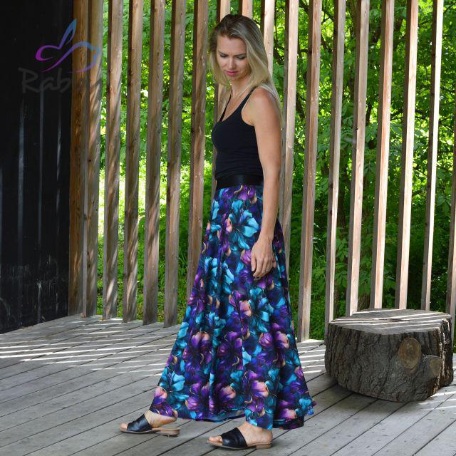 Dámská sukně dlouhá fuchsiové květy vel. M