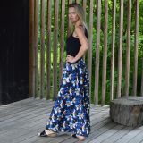 Dámská sukně dlouhá lilie na modré vel. XL