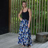 Dámská sukně dlouhá lilie na modré vel. XL