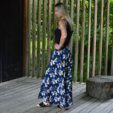 Dámská sukně dlouhá lilie na modré vel. XL