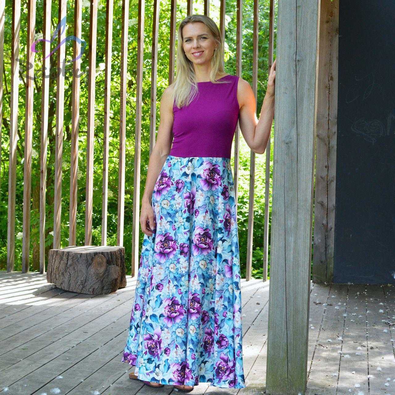 Dámské šaty dlouhé pivoňky na mintu vel. M