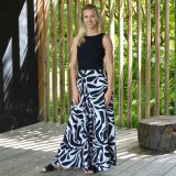 Dámské šaty dlouhé smetanovočerné květy vel. S