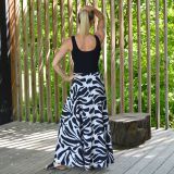 Dámské šaty dlouhé smetanovočerné květy vel. S