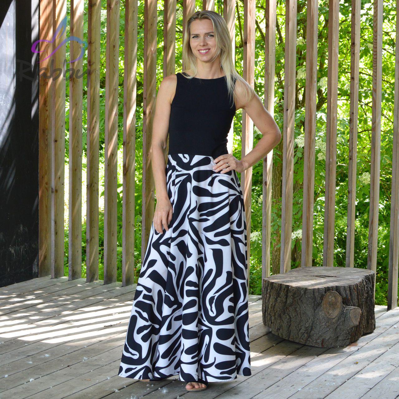 Dámské šaty dlouhé smetanovočerné květy vel. L