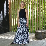 Dámské šaty dlouhé smetanovočerné květy vel. L