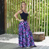 Dámská sukně dlouhá fialové květy vel. XS