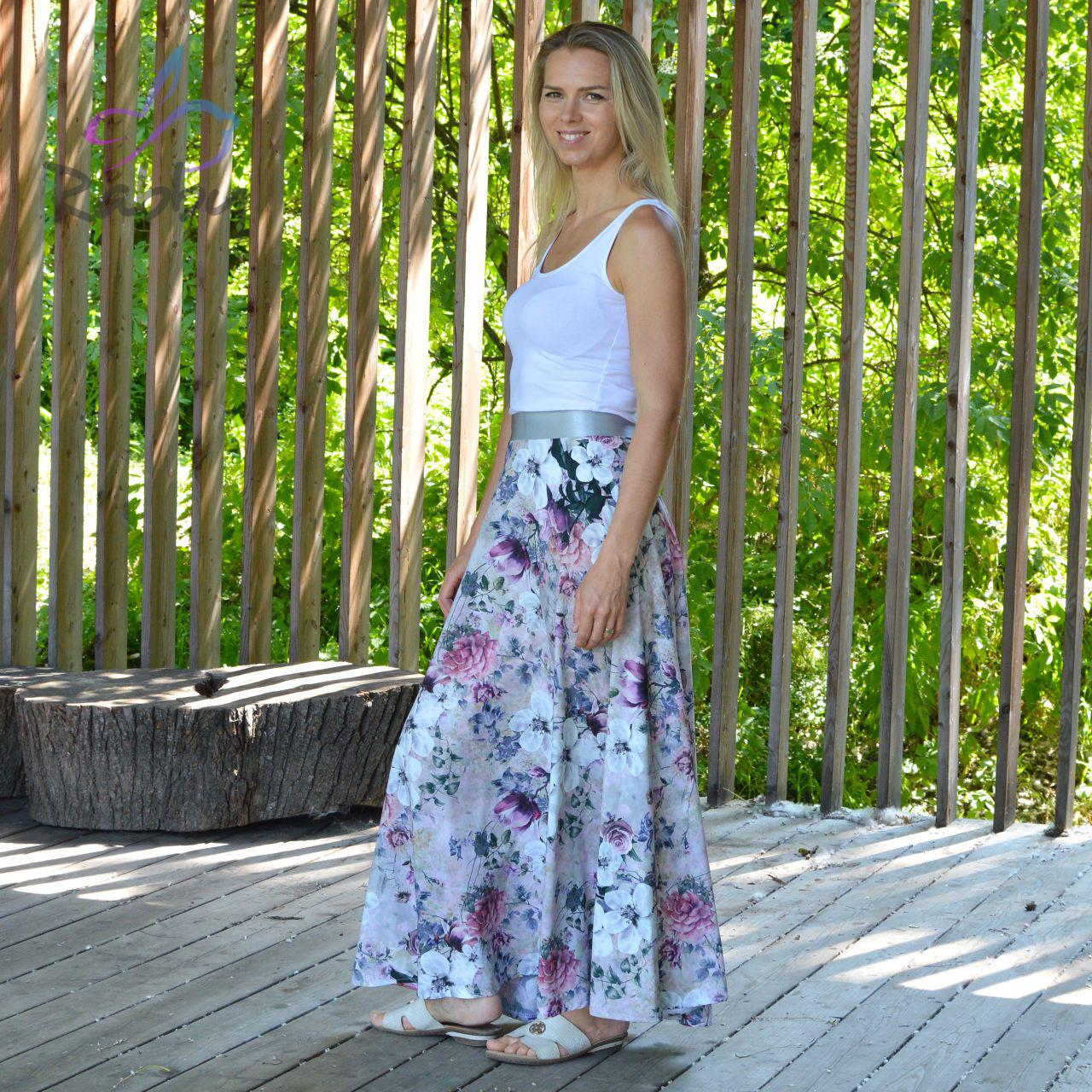 Dámská sukně dlouhá vintage květy vel. XS