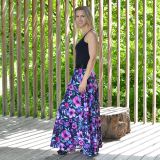 Dámská sukně dlouhá fialové květy vel. S