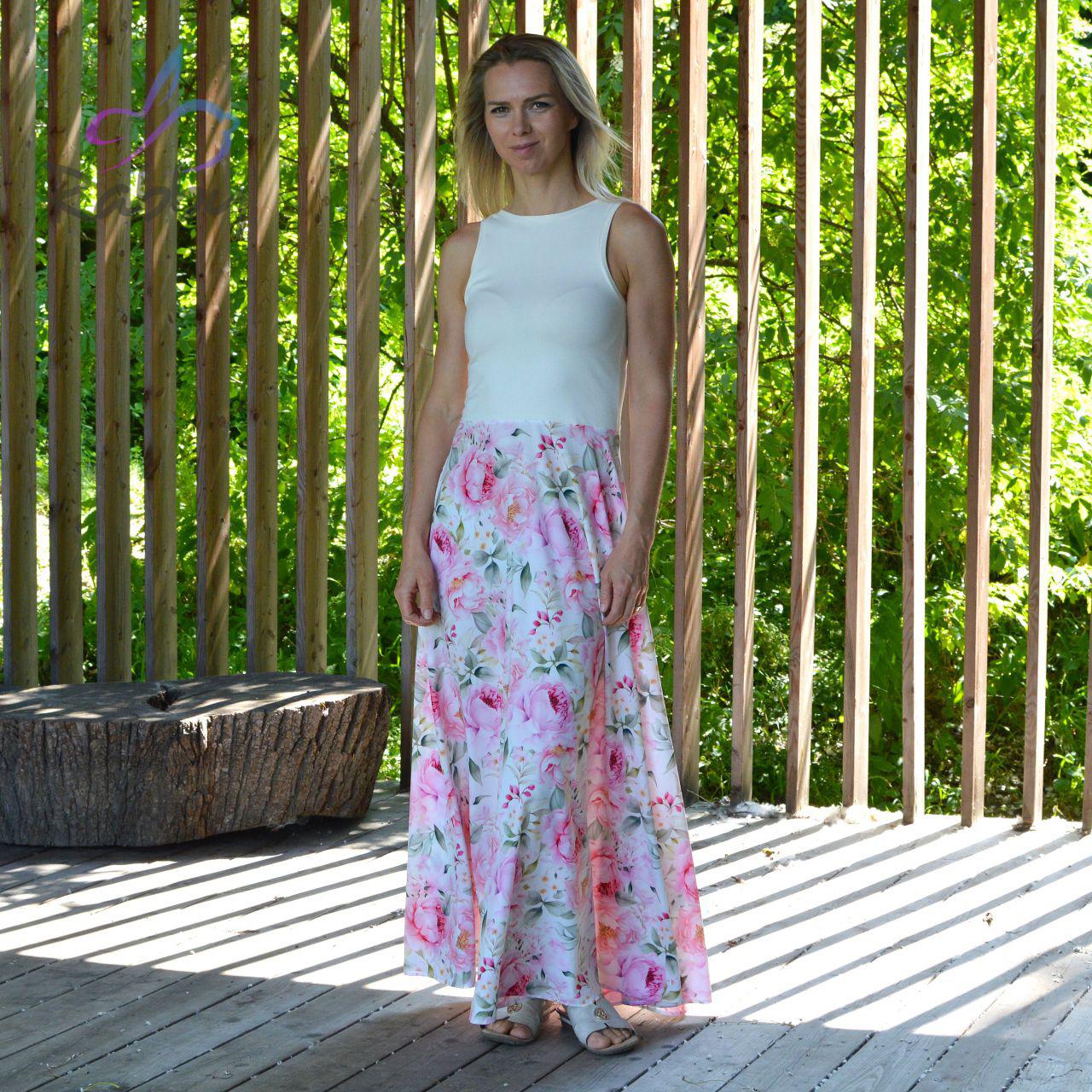 Dámské šaty dlouhé růžové pivoňky vel. S