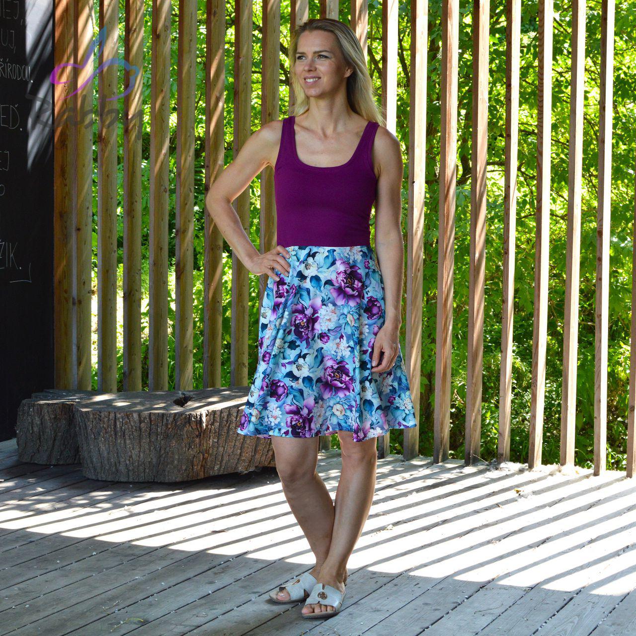 Dámské šaty krátké pivoňky na mintu vel. XS