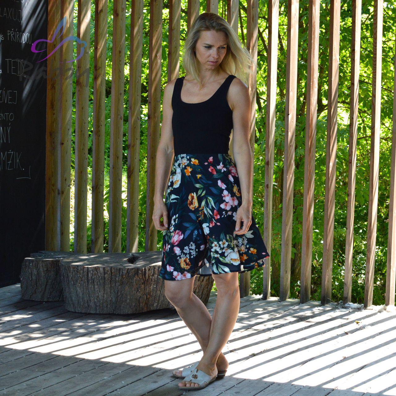 Dámské šaty krátké květy na modré vel. M