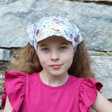 Šátek s kšiltem jemné květy vel. 48 (obvod hlavy 47-50 cm)