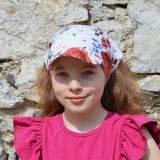 Šátek s kšiltem červené květy vel. 50 (obvod hlavy 49-52 cm)