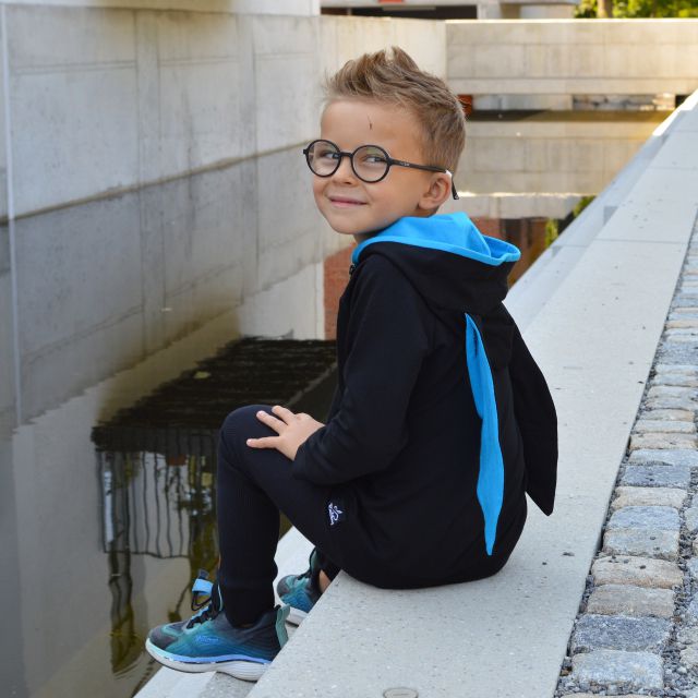 Mikina s oušky černá s tyrkysem vel.  74