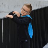 Mikina s oušky černá s tyrkysem vel. 134