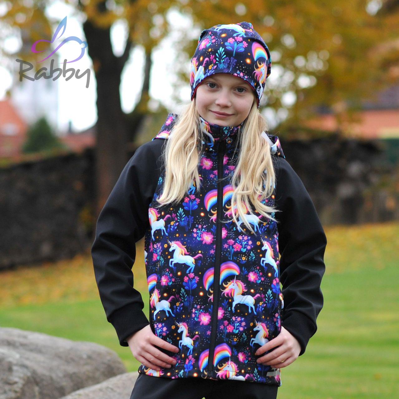 Softshellová bunda barevný jednorožec vel. 110