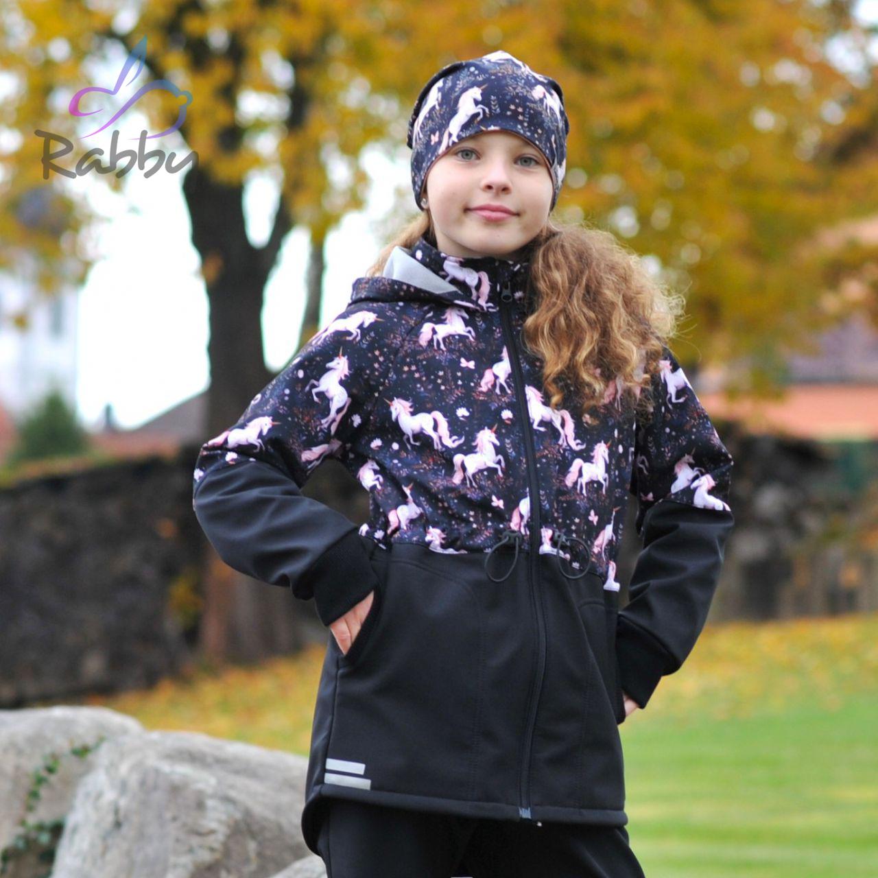 Softshellová parka jednorožci na černé vel.  80