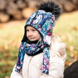 Set zimní ušanky a nákrčníku rozkvetlý les vel. 46 (obvod hlavy 45-48 cm)