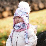 Set zimní ušanky a nákrčníku jednorožec vel. 54 (obvod hlavy 53-56 cm)