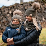 Set zimní ušanky a nákrčníku khaki pletenina vel. 48 (obvod hlavy 47-50 cm)