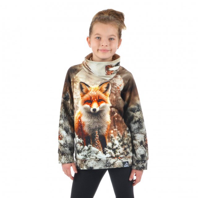 Mikina s vysokým límcem zimní liška vel. 116