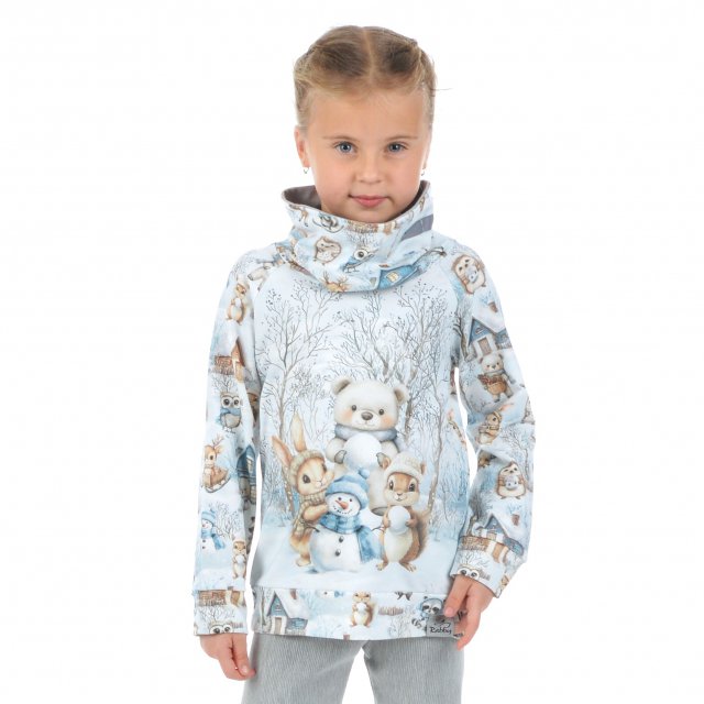 Mikina s vysokým límcem zimní zvířátka vel.  92