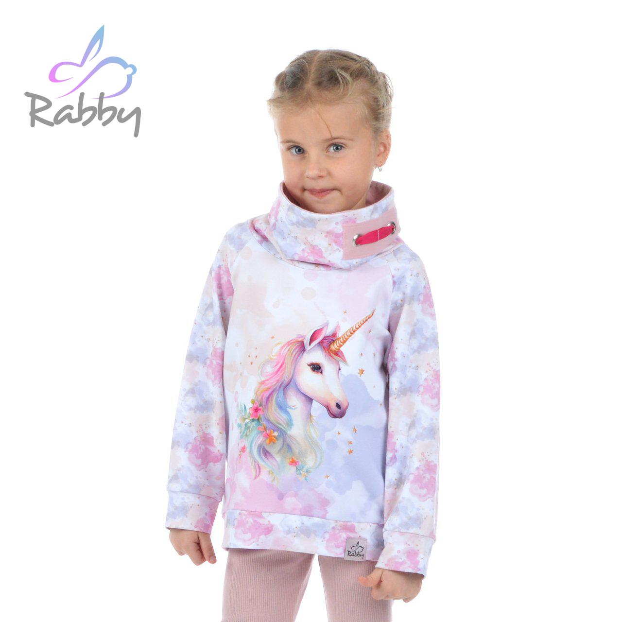 Mikina s vysokým límcem jednorožec s fleky vel. 116