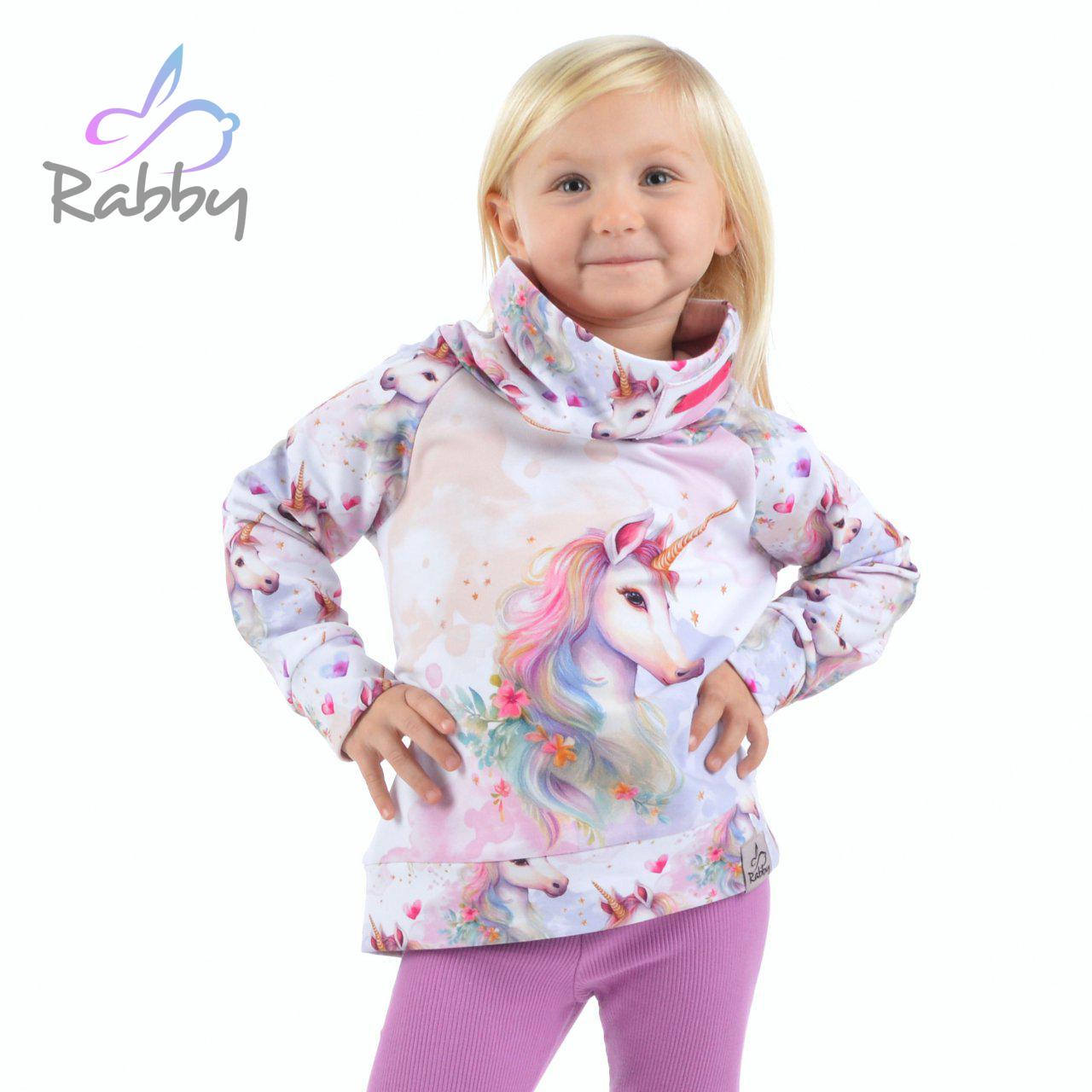 Mikina s vysokým límcem jednorožec vel. 128