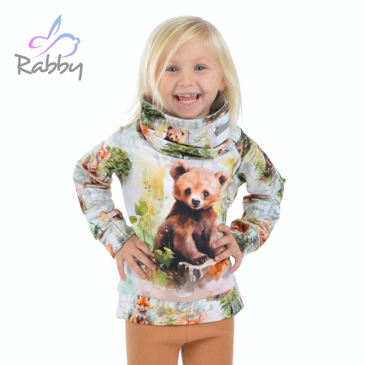 Mikina s vysokým límcem medvídě vel. 128