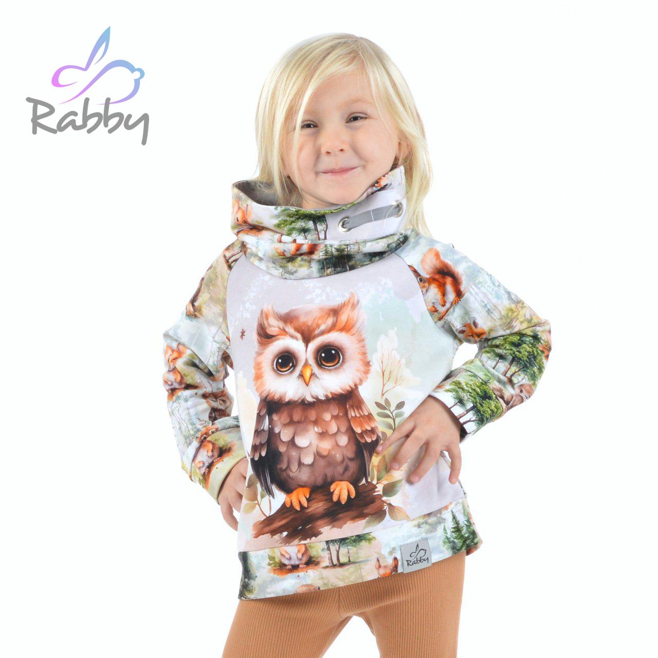 Mikina s vysokým límcem sovička vel. 104