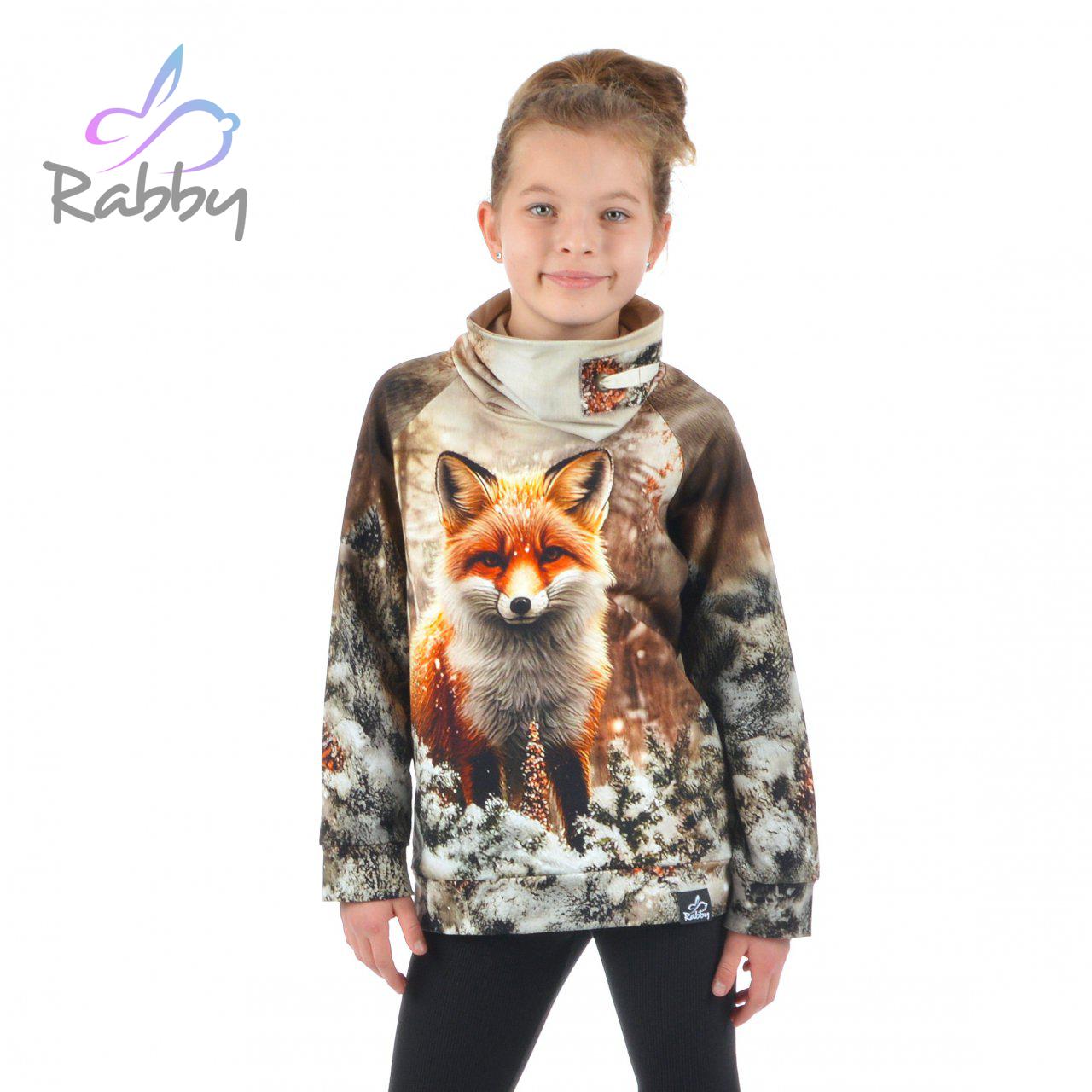 Mikina s vysokým límcem zimní liška vel. 140