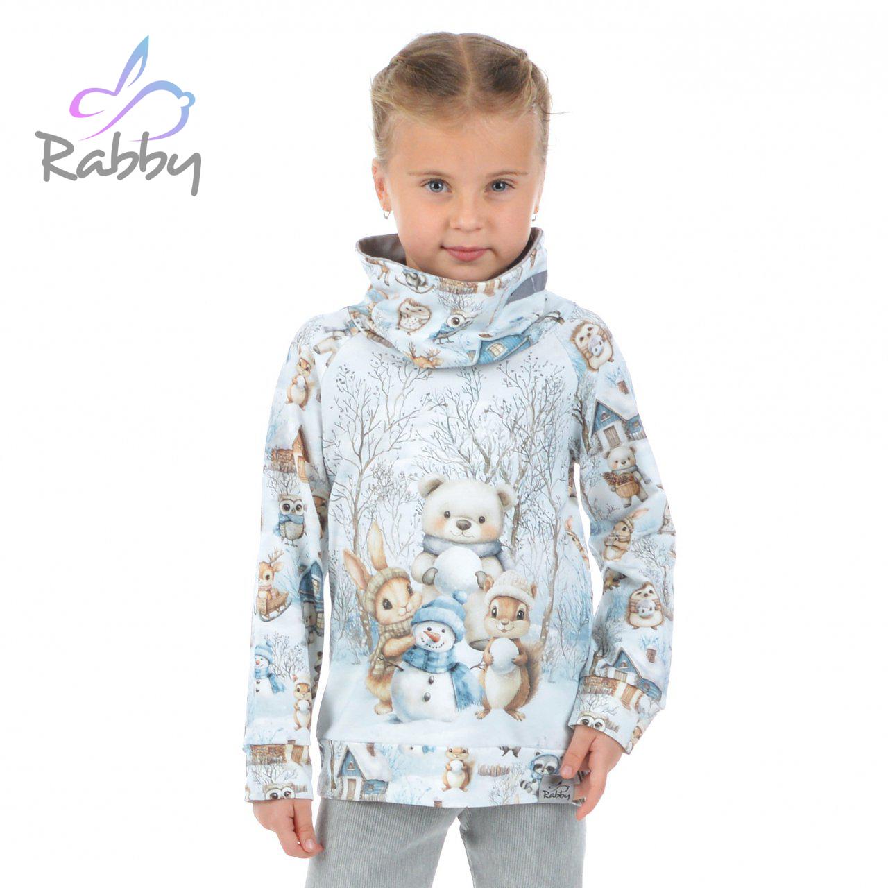 Mikina s vysokým límcem zimní zvířátka vel. 110