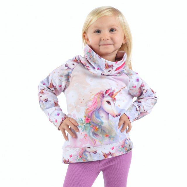 Mikina s vysokým límcem jednorožec vel. 86