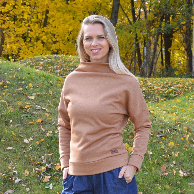 Dámská mikina elegance třpyt karamel vel. 34