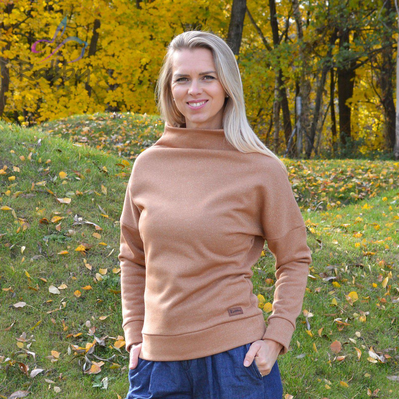 Dámská mikina elegance třpyt karamel vel. 36