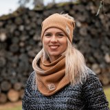 Dámská zimní čepice camel pletenina vel. 55 (obvod hlavy 54-57 cm)