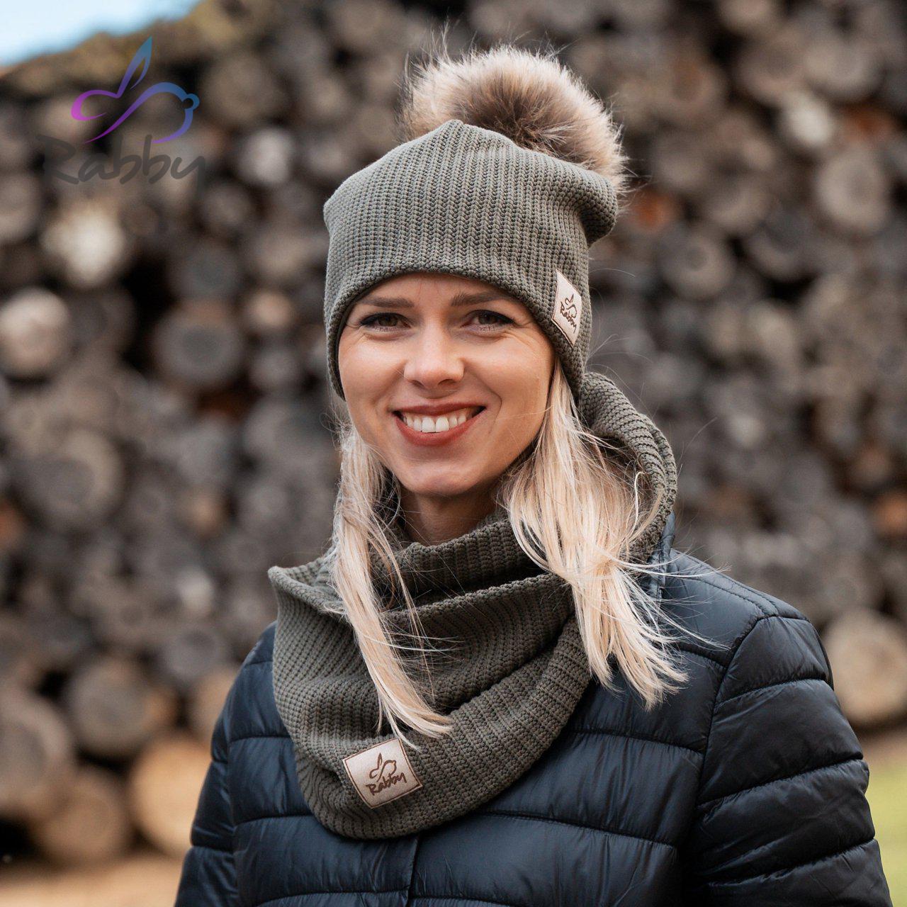 Dámská šála khaki pletenina