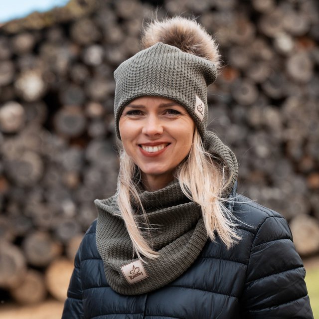 Dámská šála khaki pletenina