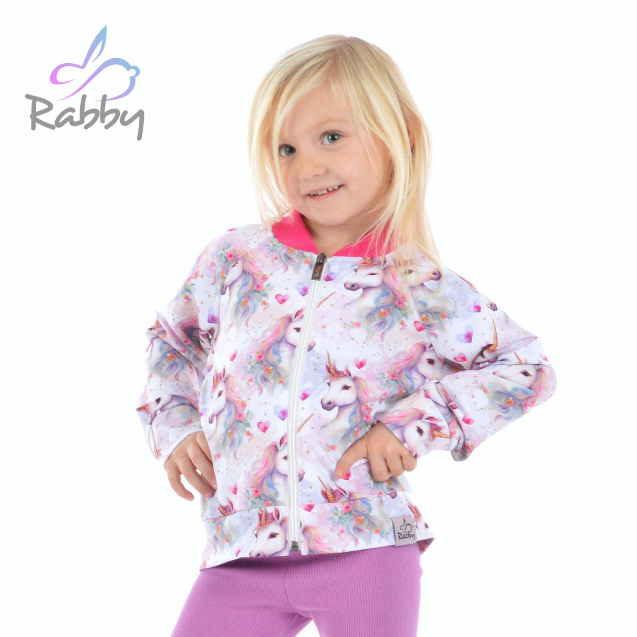 Bomber mikina na zip jednorožec vel.  86