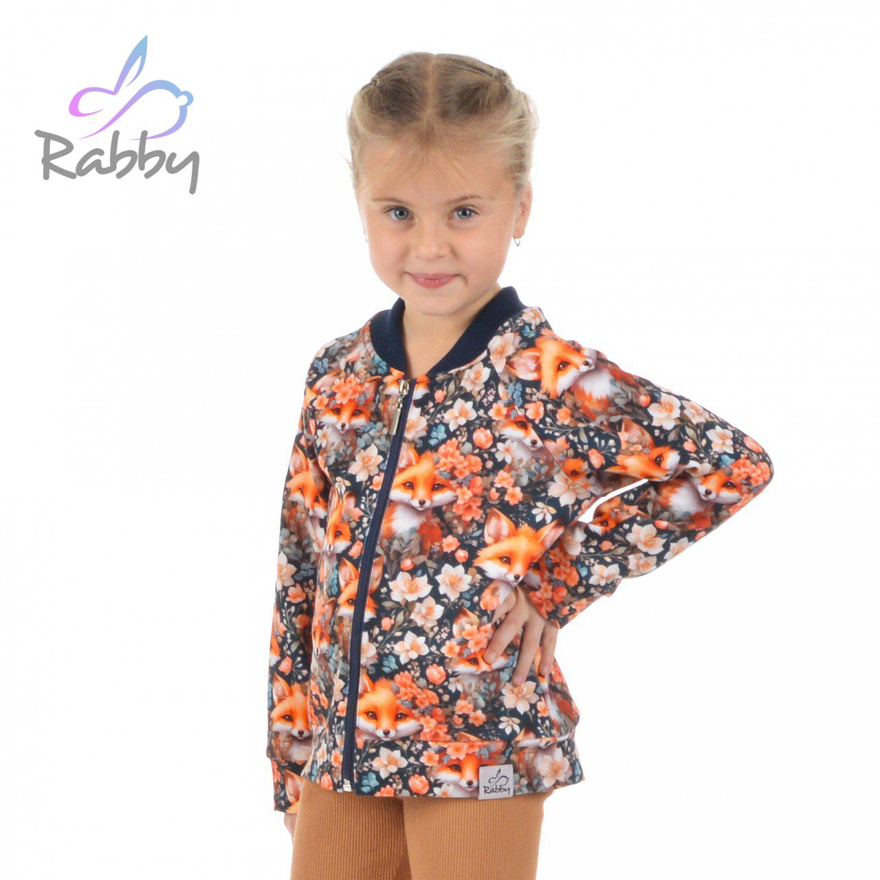 Bomber mikina na zip liška s květy vel.  86