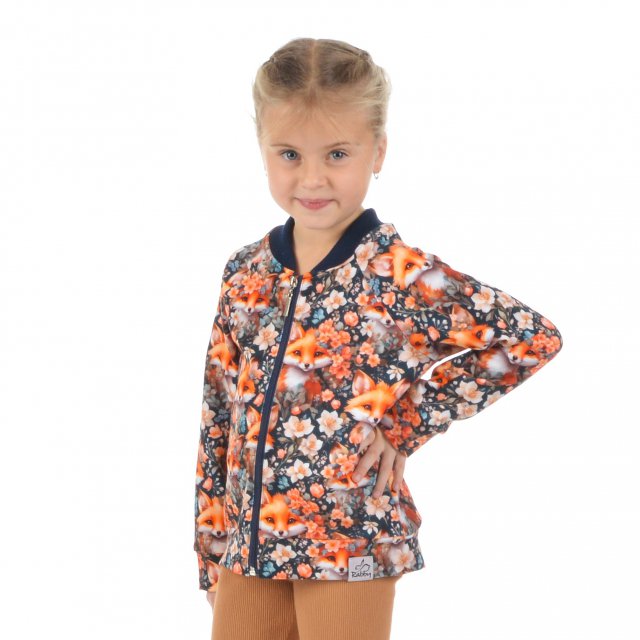 Bomber mikina na zip liška s květy vel.  98