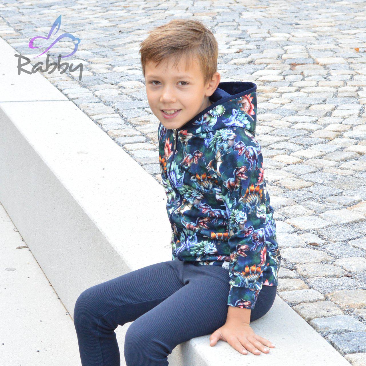 Mikina na zip s kapucí dino na petroleji vel. 98