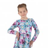 Šaty řasené s dlouhým rukávem pivoňky na mintu vel.  98