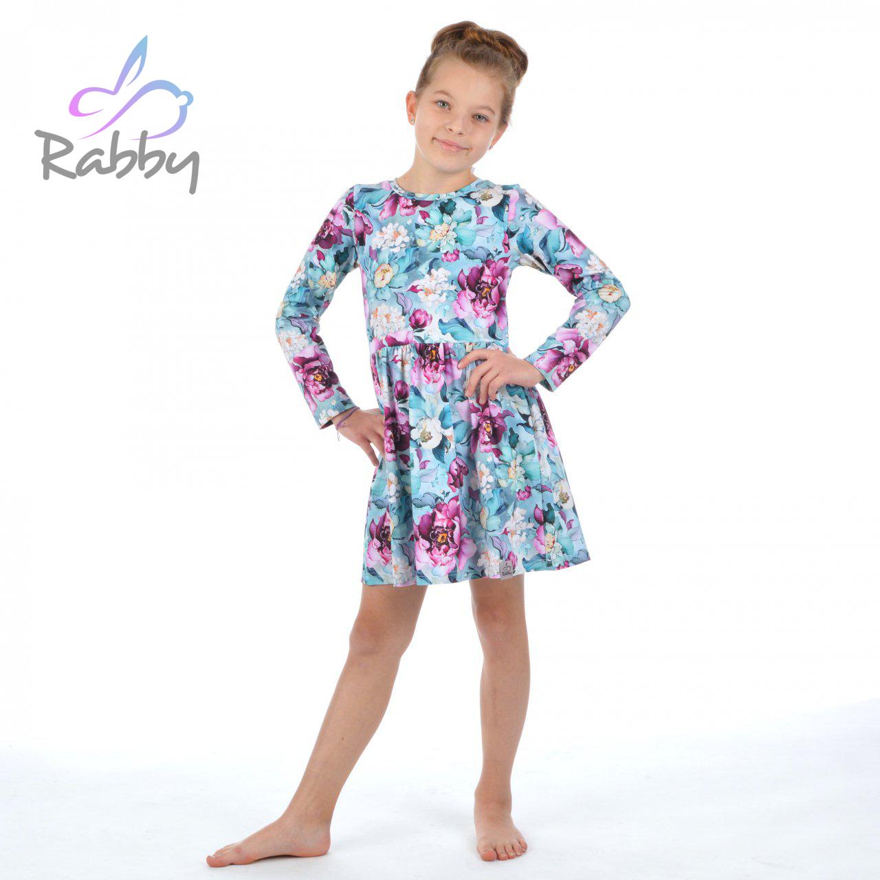 Šaty řasené s dlouhým rukávem pivoňky na mintu vel. 122