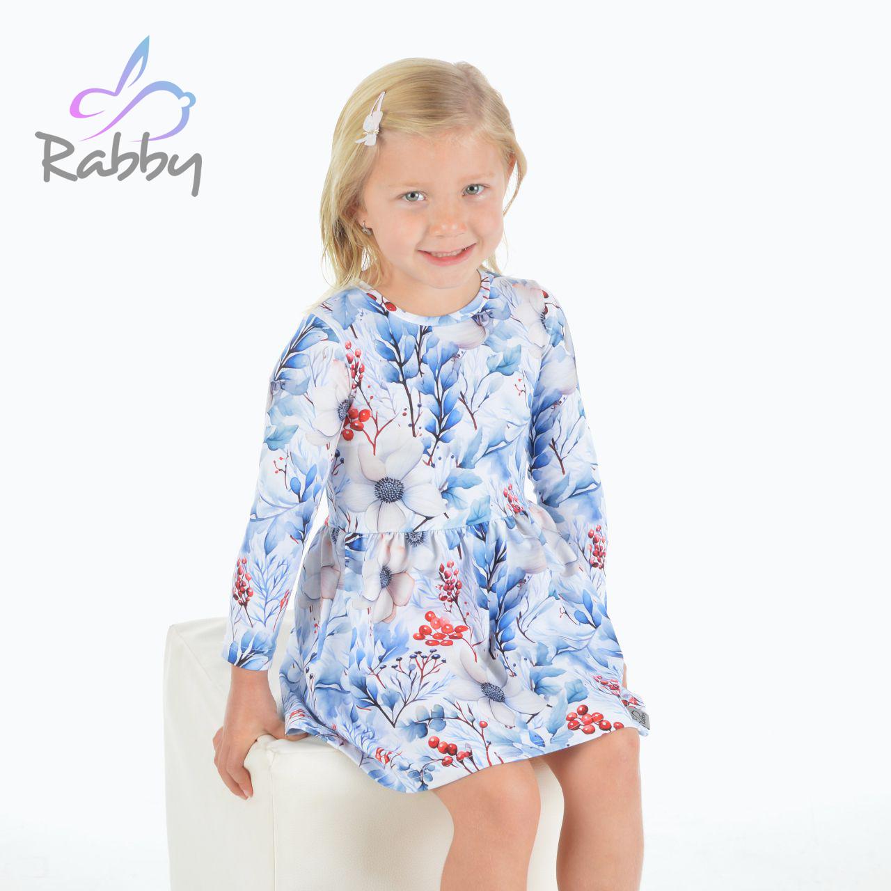 Šaty řasené s dlouhým rukávem zimní květy vel. 146