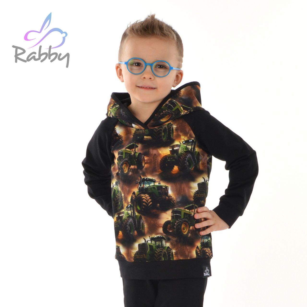 Mikina s kapucí zelené traktory vel. 122