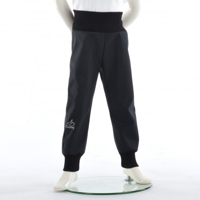 Zimní softshellové kalhoty s beránkem černé - klasický střih vel. 92