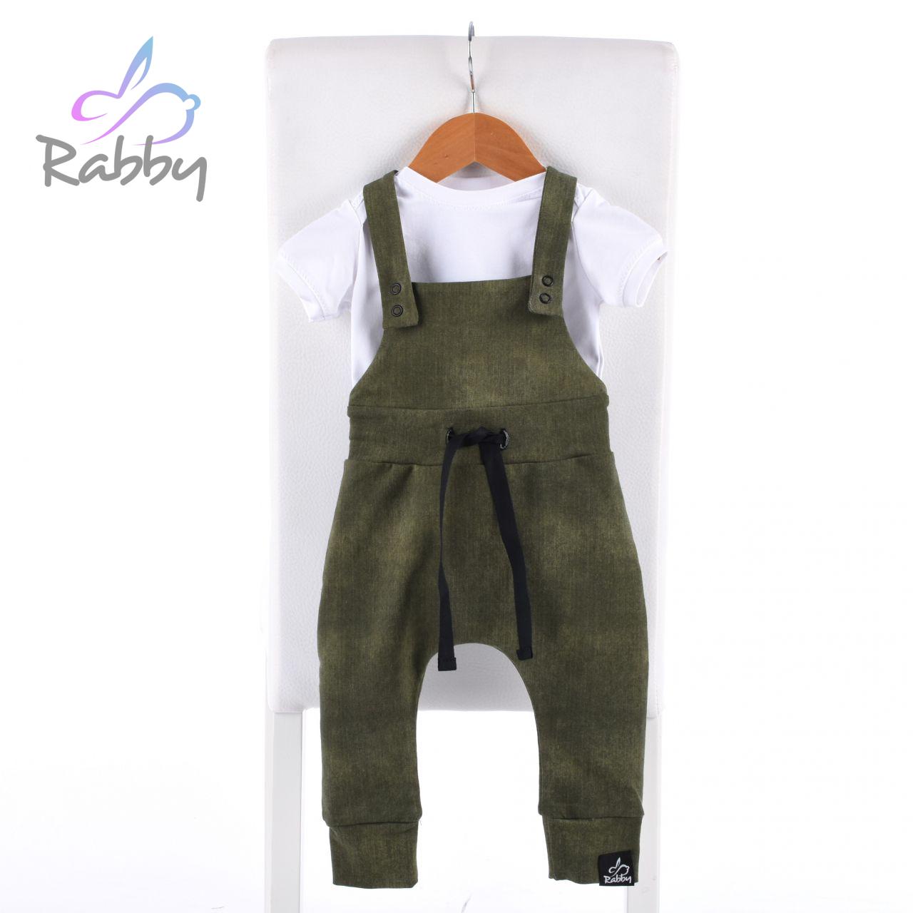 Rostoucí laclové kalhoty jeans khaki vel. 92